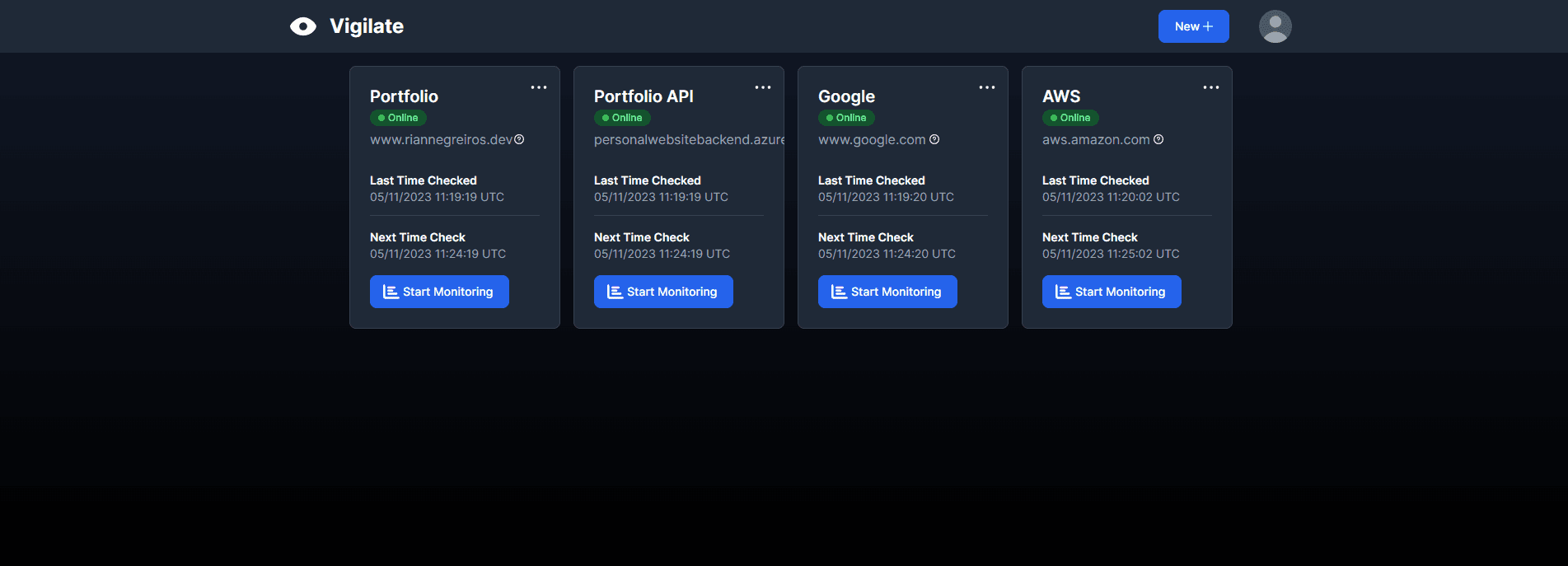 Project titled Vigilate featuring Health Checker de serviços Web com monitoramento em tempo real usando Pusher e Apache Kafka